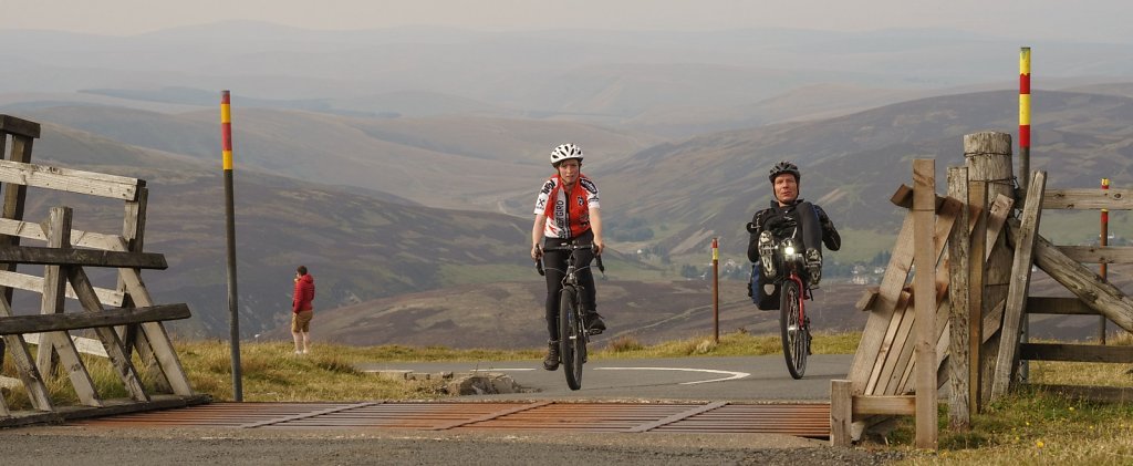 Cycle race finish on Lowther Hill summit